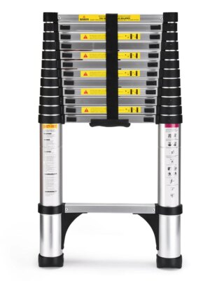 SocTone 12.5 FT Aluminum Telescoping Ladder with Stabilizers, Smart Locking, 330 lbs Capacity for Indoor/Outdoor Use