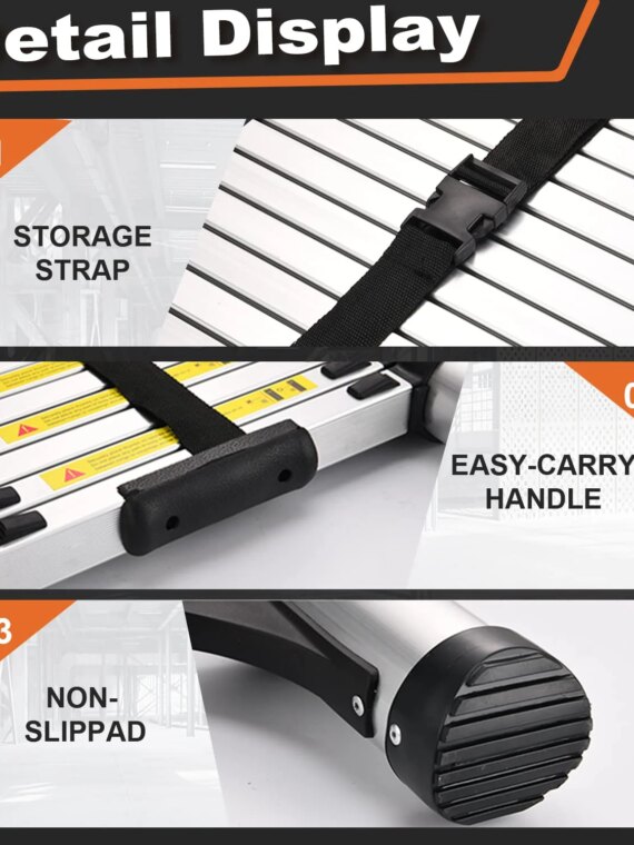 SocTone 12.5 FT Aluminum Telescoping Ladder with Stabilizers, Smart Locking, 330 lbs Capacity for Indoor/Outdoor Use