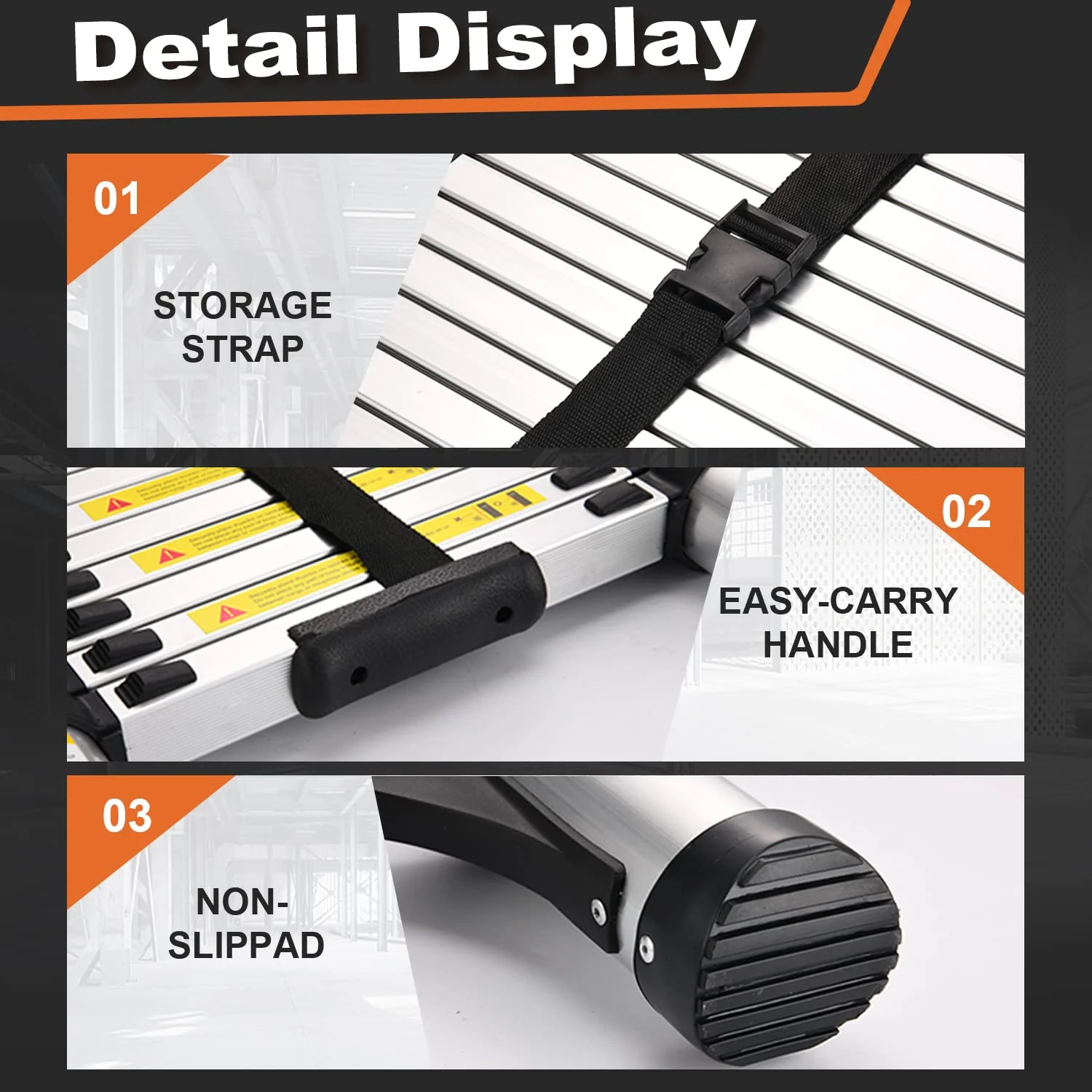 SocTone 12.5 FT Aluminum Telescoping Ladder with Stabilizers, Smart Locking, 330 lbs Capacity for Indoor/Outdoor Use