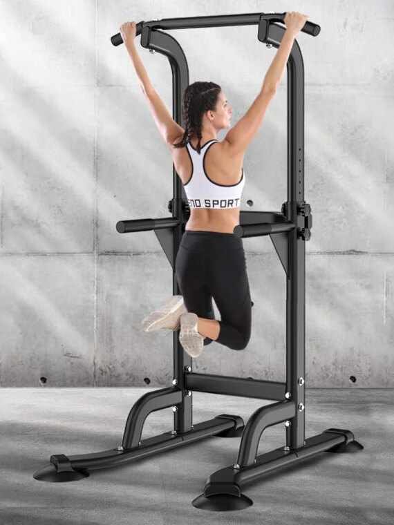 SogesPower Power Tower Dip Station Pull-Up Bar, Adjustable Height, 330 lbs Capacity, Full Body Workout Equipment