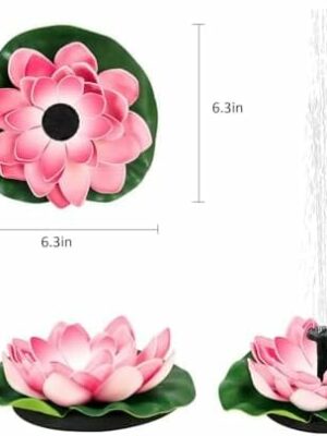 Solar Floating Water Lily Bird Bath Fountain, 6 Nozzles, Garden & Patio Decor