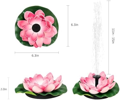 Solar Floating Water Lily Bird Bath Fountain, 6 Nozzles, Garden & Patio Decor