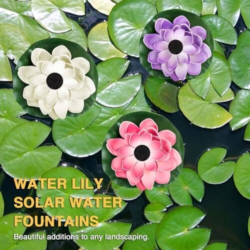 Solar Floating Water Lily Bird Bath Fountain, 6 Nozzles, Garden & Patio Decor