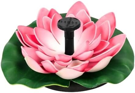 Solar Floating Water Lily Bird Bath Fountain, 6 Nozzles, Garden & Patio Decor
