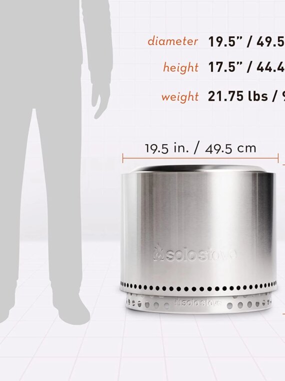 Solo Stove Bonfire 2.0 Smokeless Fire Pit with Stand, 19.5 Inch, Portable & Durable for Outdoor Use