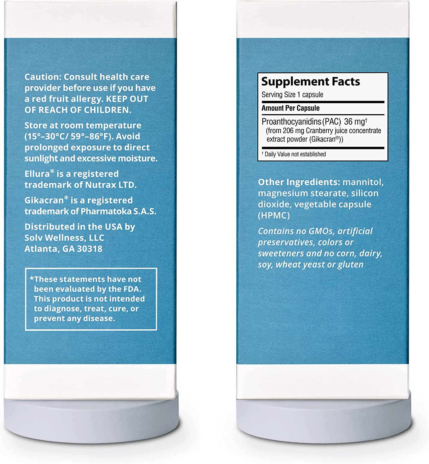 Solv Wellness Ellura Urinary Tract Health Supplement, 36 mg PAC, 90 Capsules