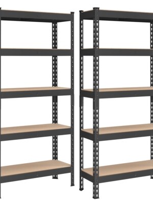 SONGMICS 5-Tier Adjustable Steel Garage Storage Shelves Set, 2 Units, 386 lb Capacity per Shelf