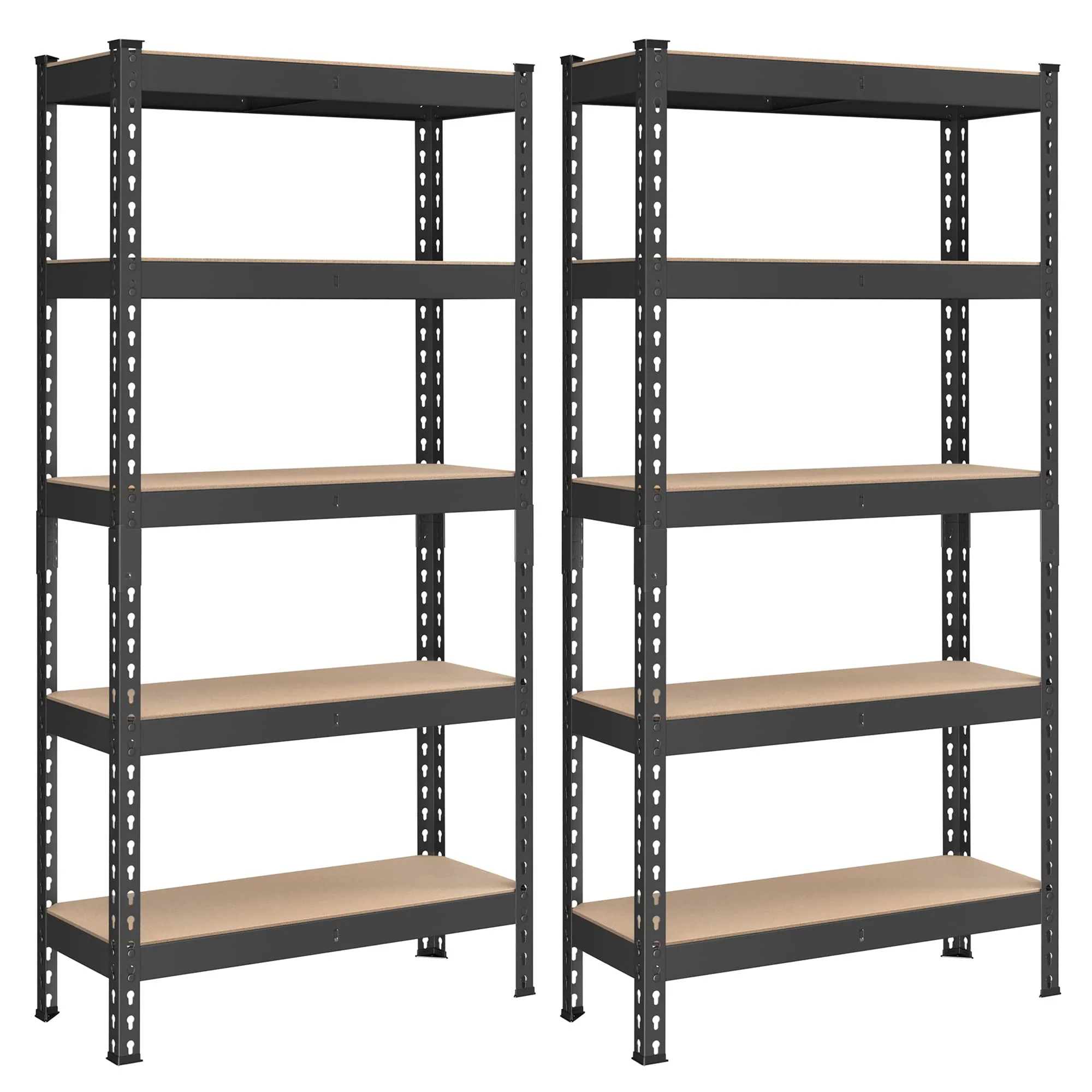 SONGMICS 5-Tier Adjustable Steel Garage Storage Shelves Set, 2 Units, 386 lb Capacity per Shelf