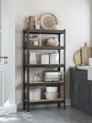 SONGMICS 5-Tier Adjustable Steel Garage Storage Shelves Set, 2 Units, 386 lb Capacity per Shelf