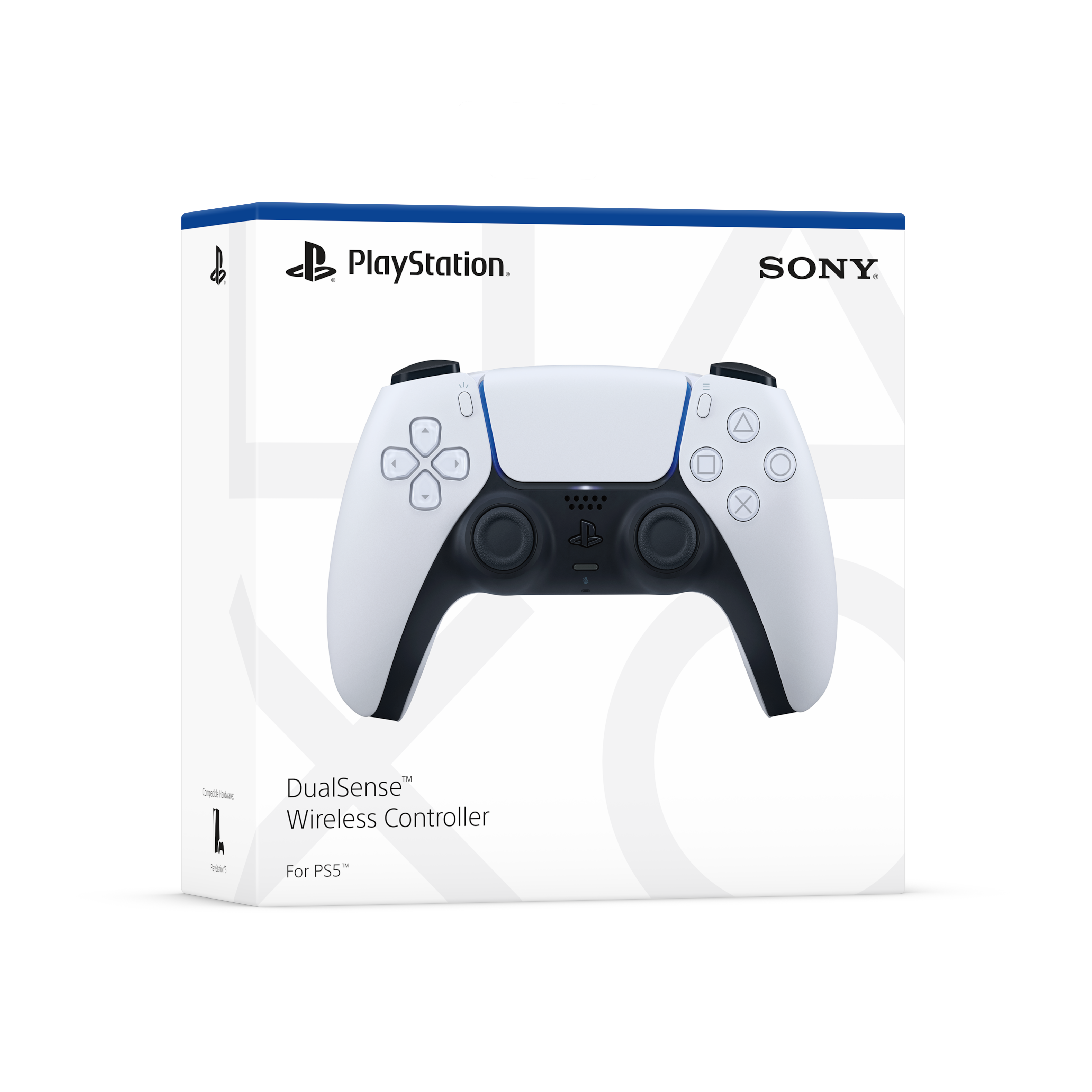 Sony PlayStation 5 DualSense Wireless Controller, White - Haptic Feedback & Adaptive Triggers