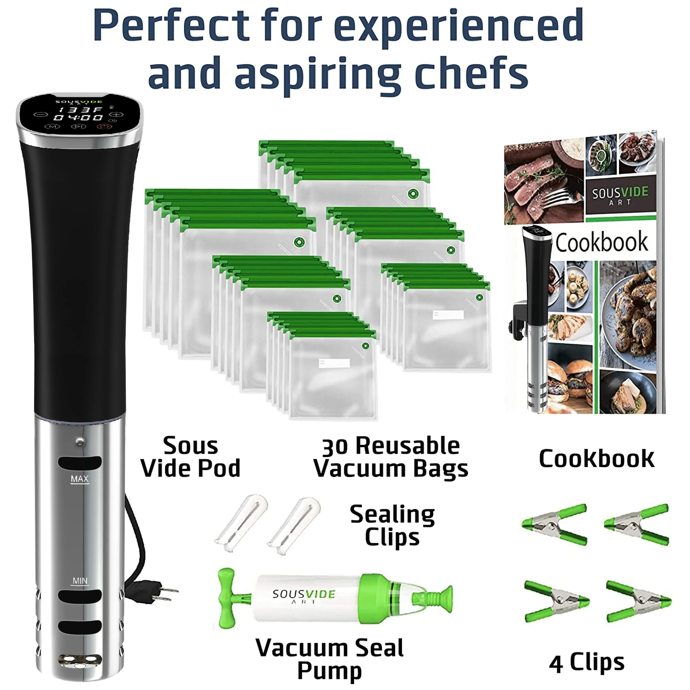 SOUSVIDE ART 800W Sous Vide Immersion Cooker Kit for Perfectly Cooked Meals