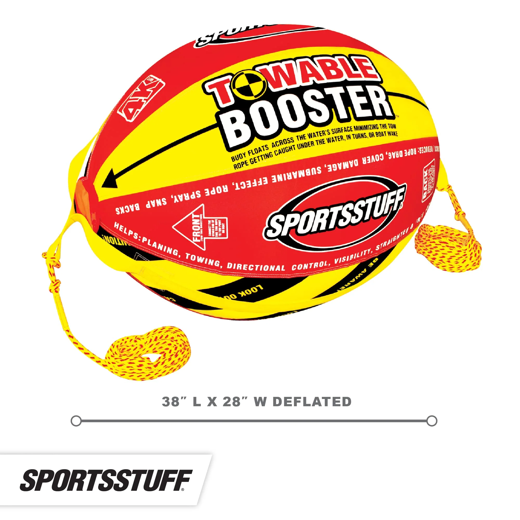 Sportsstuff Booster Ball Towable Tube Rope Performance Ball with 60ft 4100lb Strength Rope
