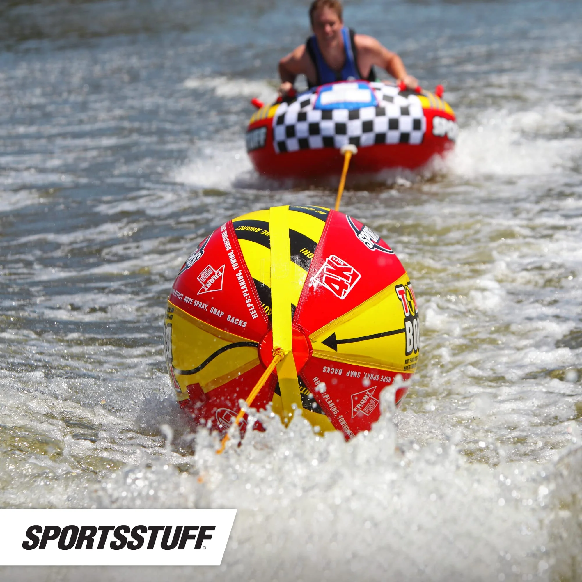 Sportsstuff Booster Ball Towable Tube Rope Performance Ball with 60ft 4100lb Strength Rope