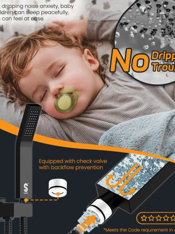 SR SUN RISE Matte Black Shower System with 10" Rainfall Head & Handheld, cUPC Certified, High Pressure, Durable Brass & Stainless Steel