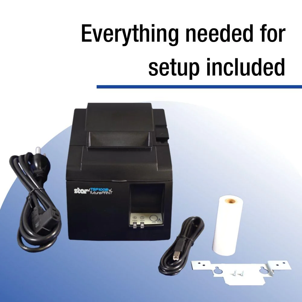 Star Micronics TSP143III Bluetooth Thermal Receipt Printer, High-Speed, iOS/Android/Windows Compatible