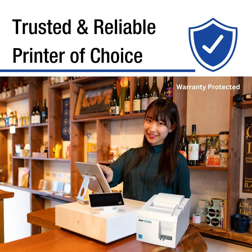 Star Micronics TSP143III Bluetooth Thermal Receipt Printer, High-Speed, iOS/Android/Windows Compatible