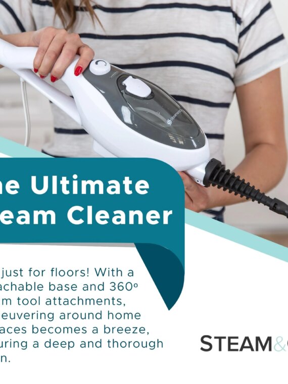 Steam and Go 10-in-1 Steam Mop, Dual Tank Floor Steamer with 360º Attachments, 20ft Cord, for Tile & Grout Cleaning