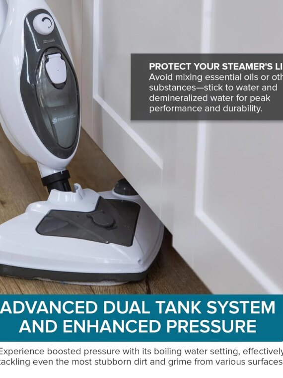 Steam and Go 10-in-1 Steam Mop with Dual Tank, 360º Attachments, 20-Foot Cord, for Tile & Grout Cleaning