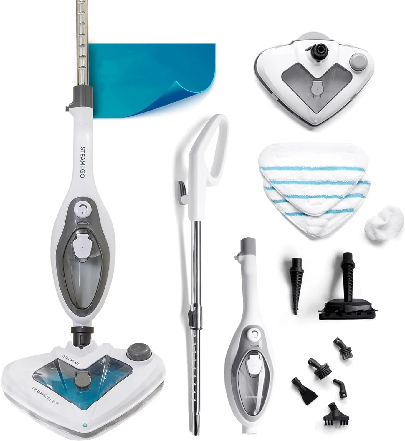 Steam and Go 10-in-1 Steam Mop with Dual Tank, 360º Attachments, 20-Foot Cord, for Tile & Grout Cleaning
