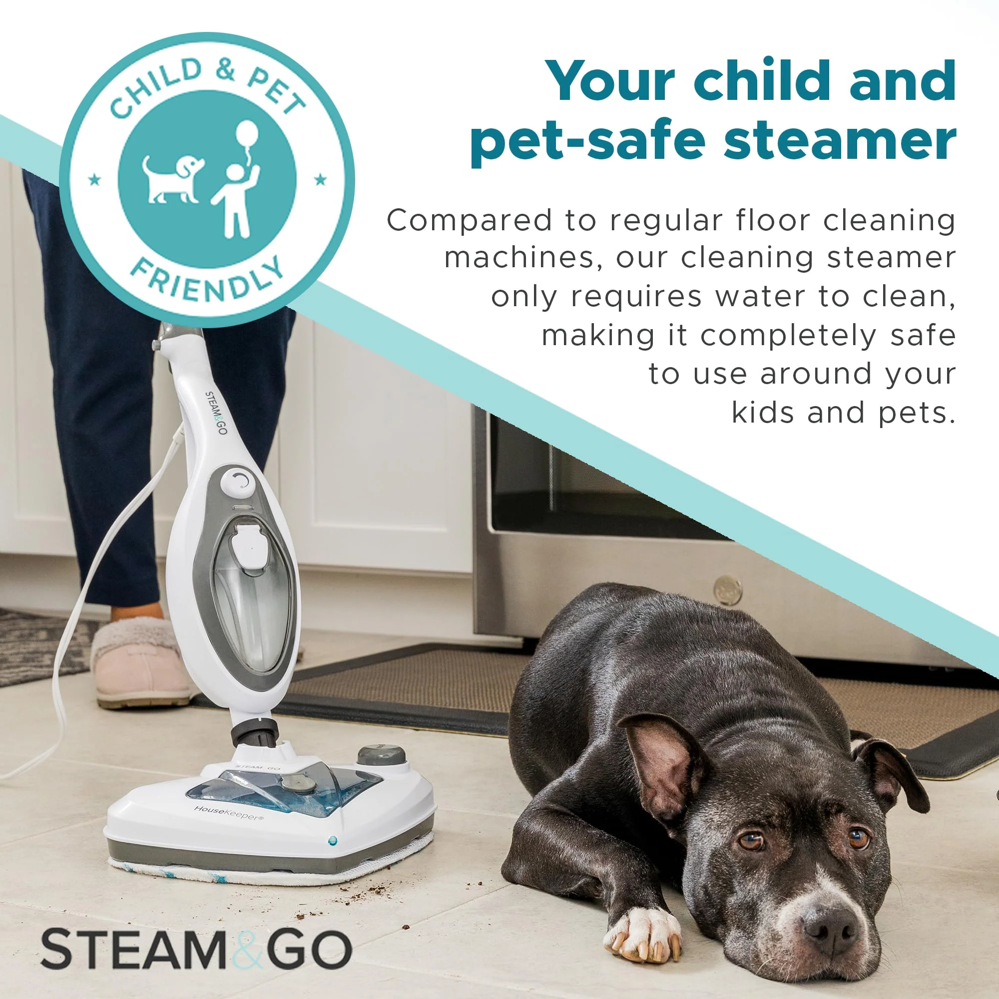 Steam and Go 10-in-1 Steam Mop with Dual Tank, 360º Attachments, 20-Foot Cord, for Tile & Grout Cleaning