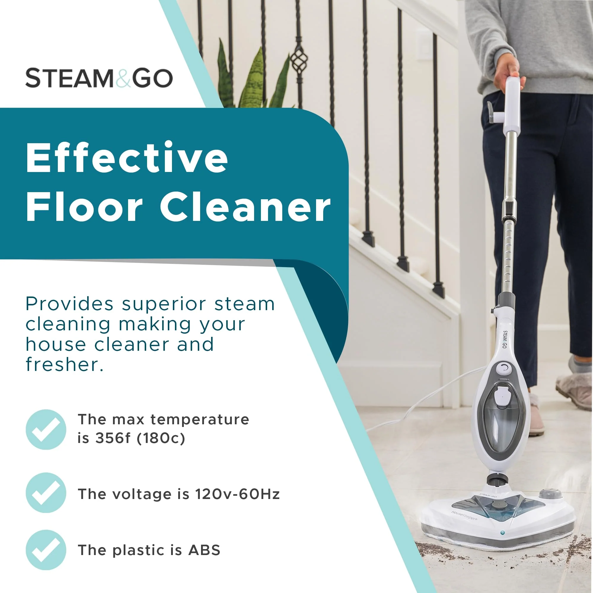 Steam and Go 10-in-1 Steam Mop with Dual Tank, 360º Attachments, 20-Foot Cord, for Tile & Grout Cleaning