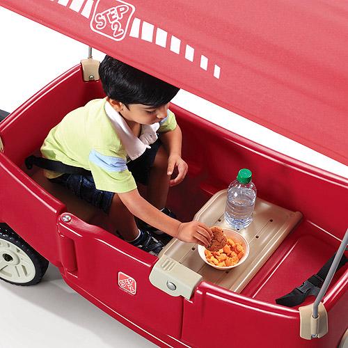 Step2 All Around Canopy Wagon - Red, Convertible Kids Wagon with Removable Canopy, Quiet Wheels, Extra Storage, 75 lbs Capacity