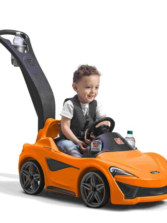 Step2 McLaren 570S Push Sports Car, Realistic Design, Whisper Wheels, Black, Unisex, Ages 18-48 Months