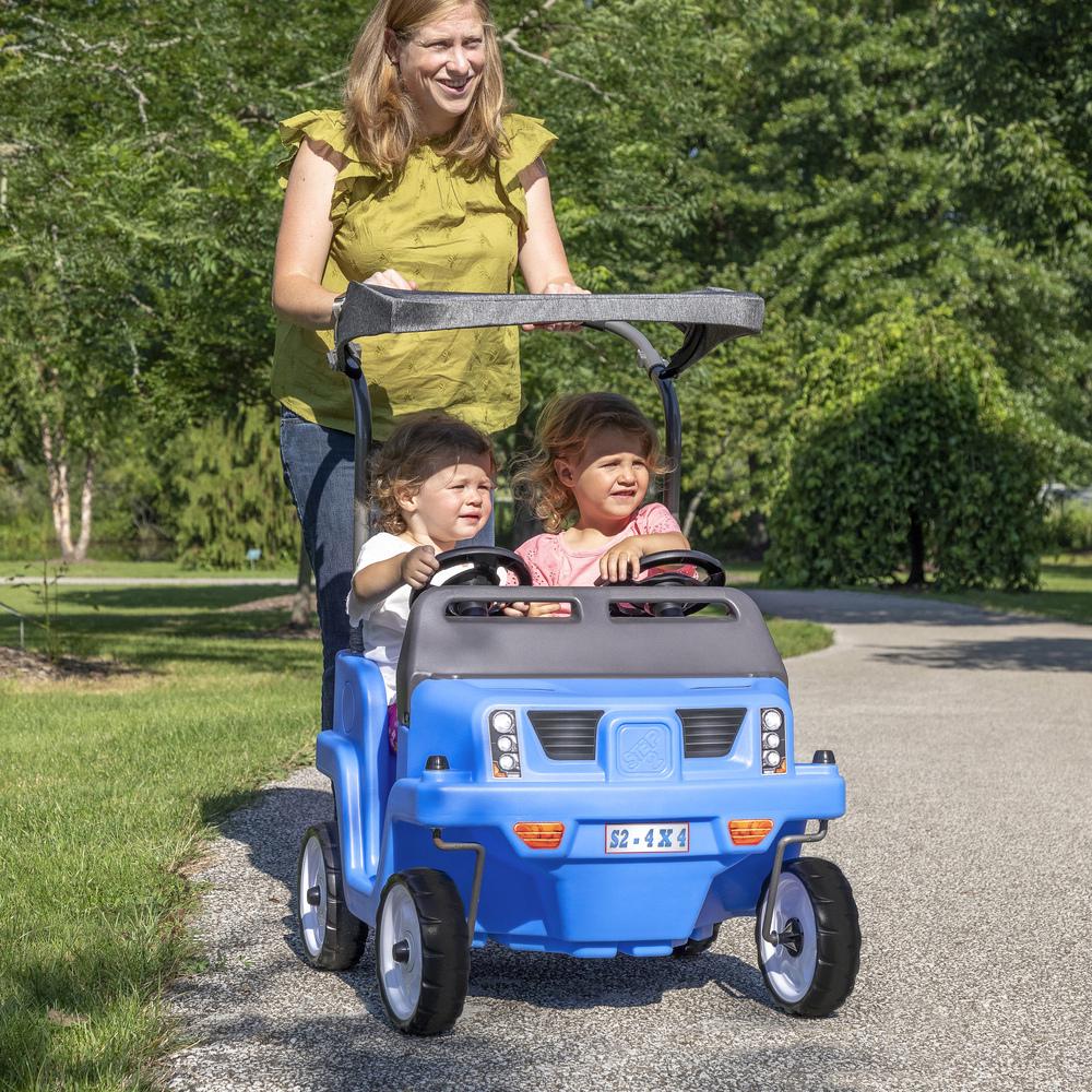 Step2 Two-Seater Push Car SUV for Toddlers, Blue - Realistic Design, Easy Steering, Detachable Canopy
