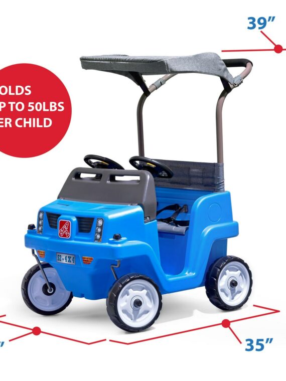 Step2 Two-Seater Push Car SUV for Toddlers, Blue - Realistic Design, Easy Steering, Detachable Canopy