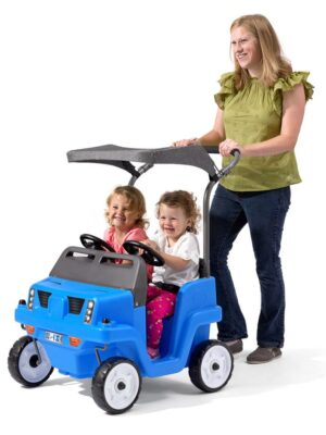 Step2 Two-Seater Push Car SUV for Toddlers, Blue - Realistic Design, Easy Steering, Detachable Canopy