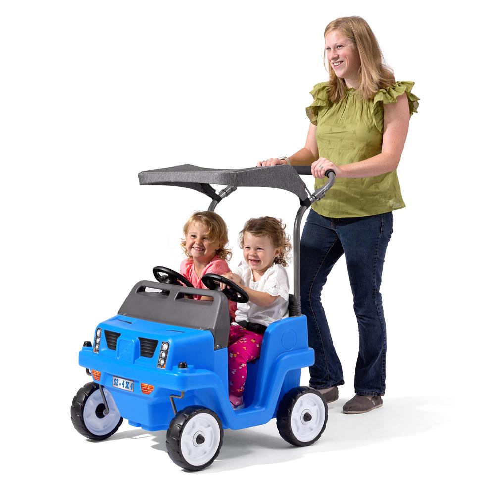 Step2 Two-Seater Push Car SUV for Toddlers, Blue - Realistic Design, Easy Steering, Detachable Canopy