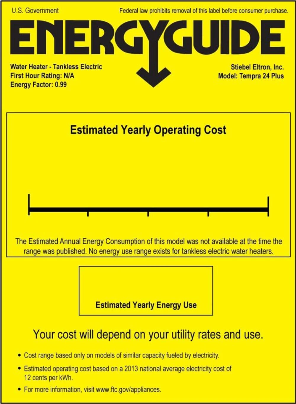 Stiebel Eltron Tempra 24 Plus Electric Tankless Water Heater, 24kW, Continuous Flow, Energy Efficient, Compact Design