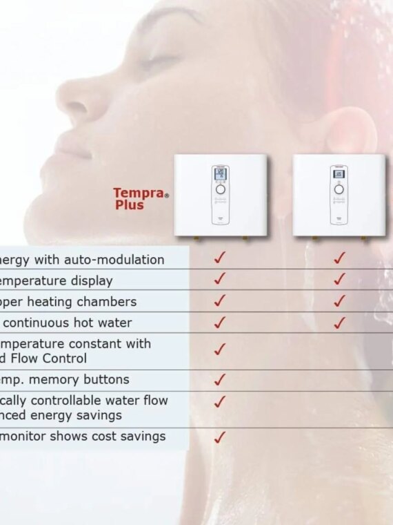 Stiebel Eltron Tempra 24 Plus Electric Tankless Water Heater, 24kW, Continuous Flow, Energy Efficient, Compact Design