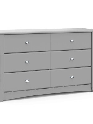 Storkcraft Crescent 6-Drawer Dresser, GREENGUARD Gold Certified, White, Nursery & Kids' Bedroom Furniture