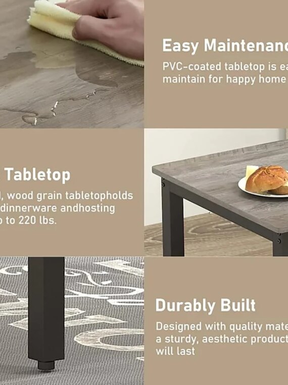 SumKea 3-Piece Dining Set with 4-Bar Table & 2 Benches, 43.3" Wood, Space-Saving Design for Kitchens