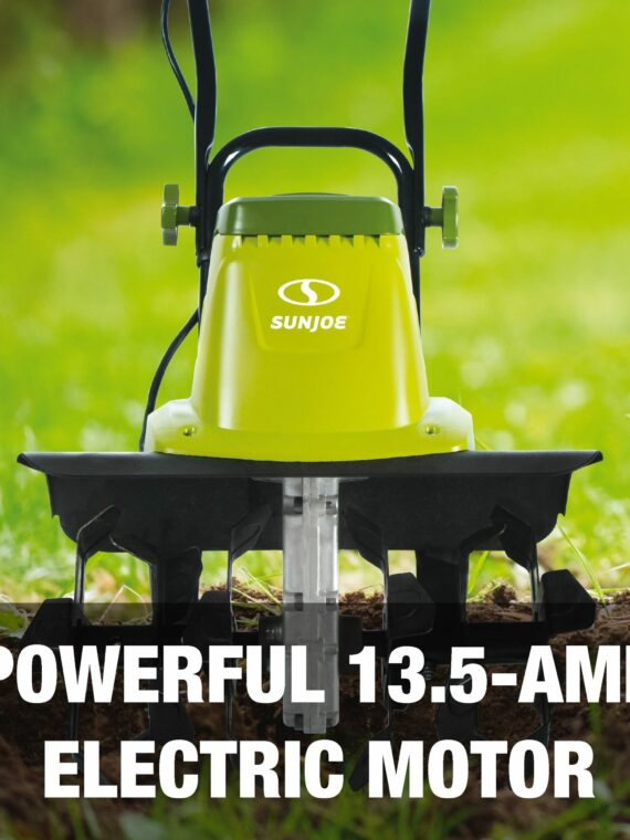 Sun Joe TJ604E 16-Inch Electric Garden Tiller & Cultivator, 13.5-Amp, 370 RPM, Adjustable Wheels