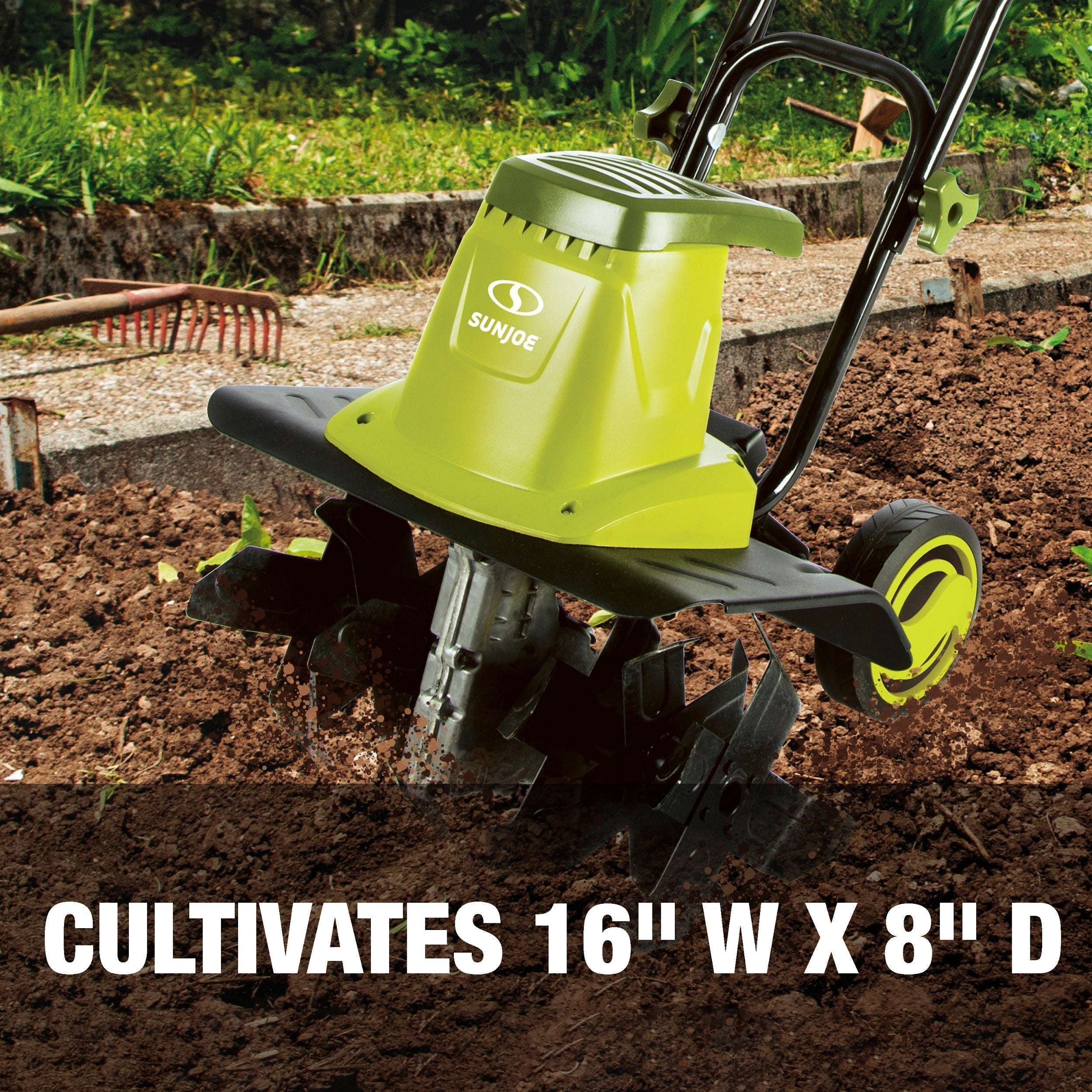 Sun Joe TJ604E 16-Inch Electric Garden Tiller & Cultivator, 13.5-Amp, 370 RPM, Adjustable Wheels