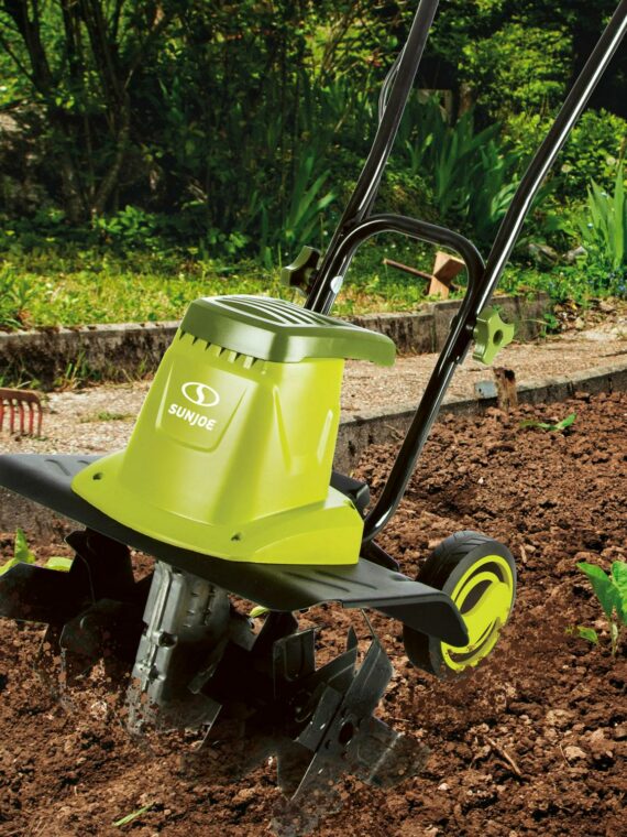Sun Joe TJ604E Electric Garden Tiller, 16-Inch, 13.5 Amp Motor, Foldable Handle, Steel Tines
