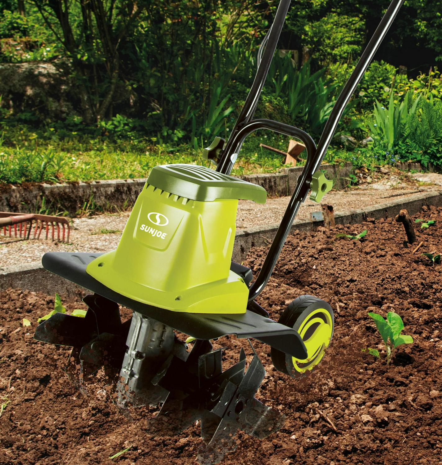 Sun Joe TJ604E Electric Garden Tiller, 16-Inch, 13.5 Amp Motor, Foldable Handle, Steel Tines