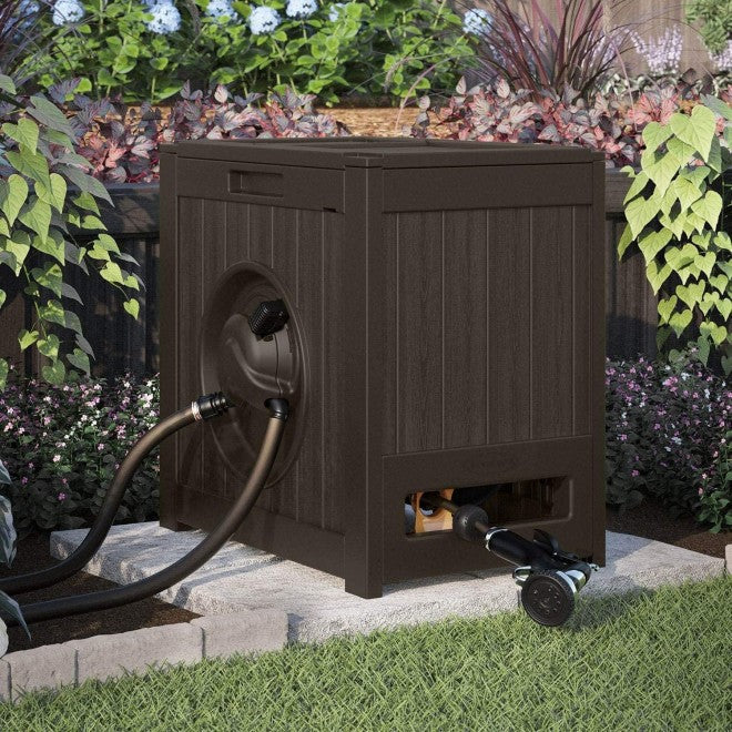 Suncast Aquawinder Auto Rewind Hose Reel, 125' Capacity, Water Powered, Resin, Java, 2 Pack