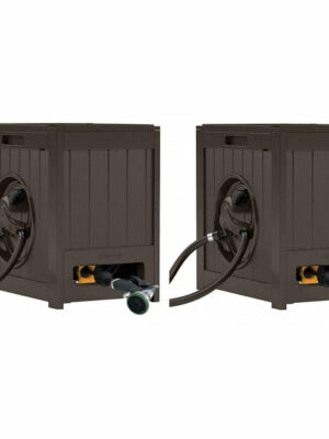 Suncast Aquawinder Auto Rewind Hose Reel, 125' Capacity, Water Powered, Resin, Java, 2 Pack