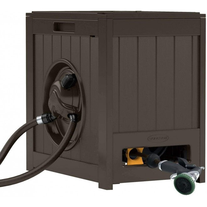 Suncast Aquawinder Auto Rewind Hose Reel, 125' Capacity, Water Powered, Resin, Java, 2 Pack