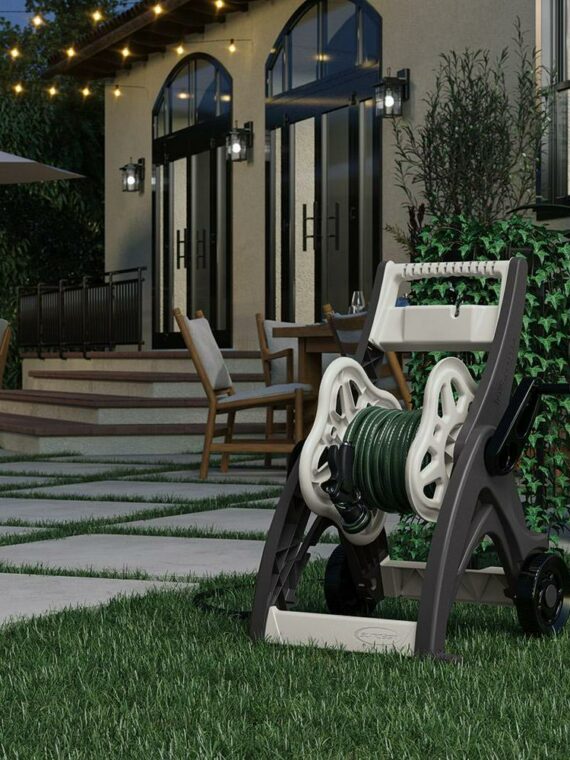 Suncast Hosemobile 175 ft. Hose Reel Cart, Durable Resin, Gray, Portable with Wheels