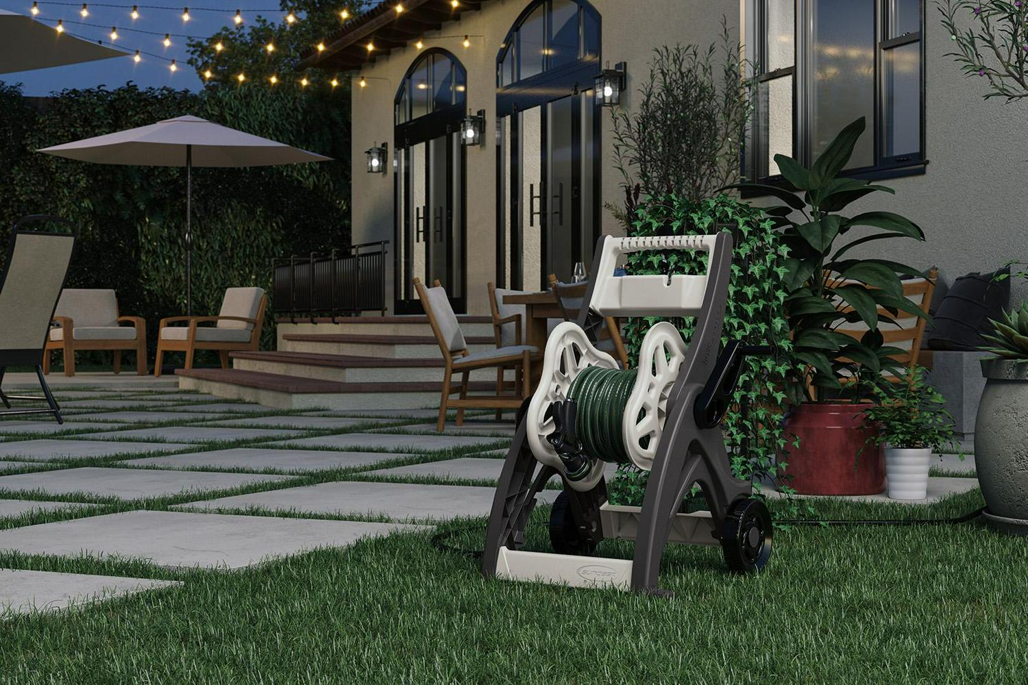 Suncast Hosemobile 175 ft. Hose Reel Cart, Durable Resin, Gray, Portable with Wheels