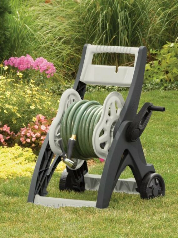 Suncast Hosemobile 175 ft. Hose Reel Cart, Durable Resin, Gray, Portable with Wheels