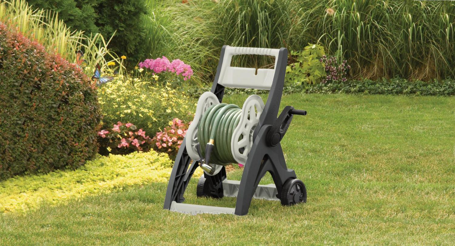 Suncast Hosemobile 175 ft. Hose Reel Cart, Durable Resin, Gray, Portable with Wheels