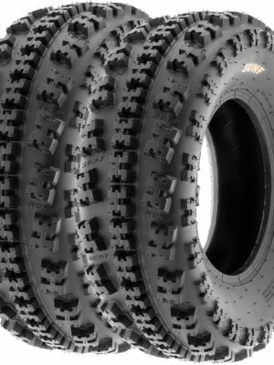 SunF A027 Set of 4 Knobby Sport ATV/UTV Tires, 22×7-10 Front & 20×10-9 Rear, 6-Ply Tubeless