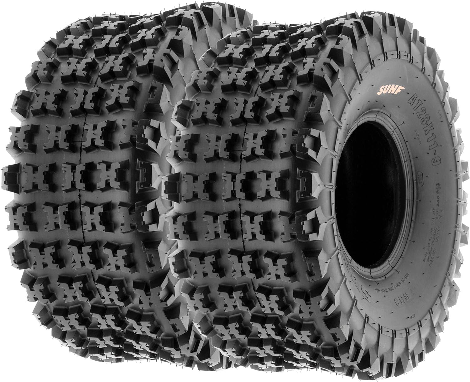 SunF A027 Set of 4 Knobby Sport ATV/UTV Tires, 22x7-10 Front & 20x10-9 Rear, 6-Ply Tubeless