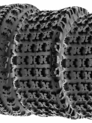 SunF A027 Set of 4 Knobby Sport ATV/UTV Tires, 22x7-10 Front & 20x10-9 Rear, 6-Ply Tubeless