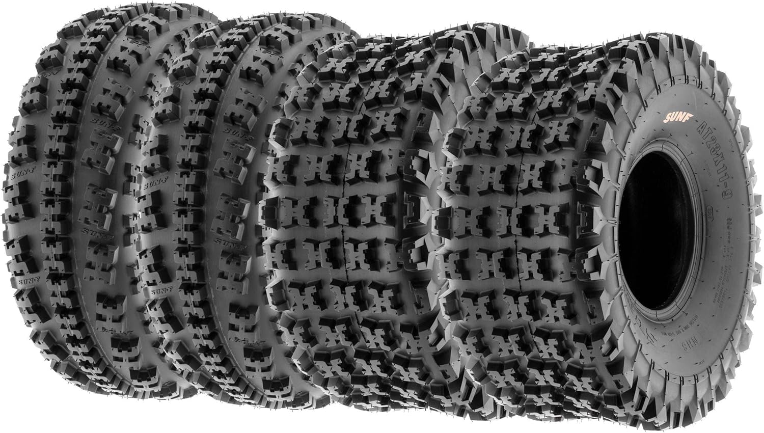 SunF A027 Set of 4 Knobby Sport ATV/UTV Tires, 22x7-10 Front & 20x10-9 Rear, 6-Ply Tubeless